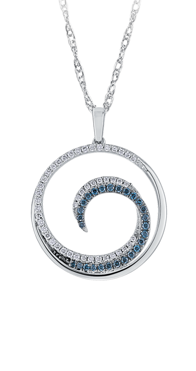 Blue and white Diamond Wave Pendant