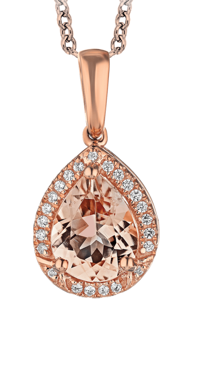 Morganite and Diamond Pear Shaped Pendant