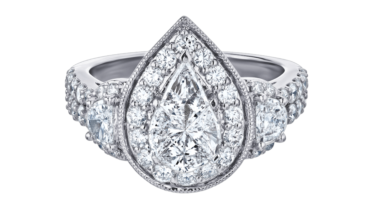 Diamond Pear Shaped Halo Engagement Ring