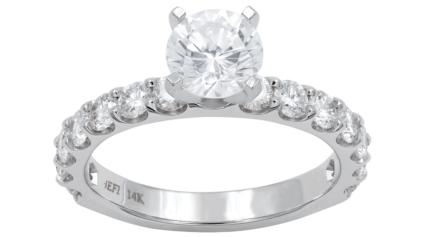 Single In-Line Round Diamond Engagement Ring