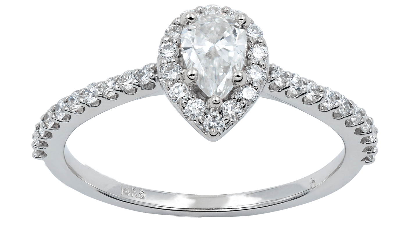 Pear Shape Diamond Halo Ring